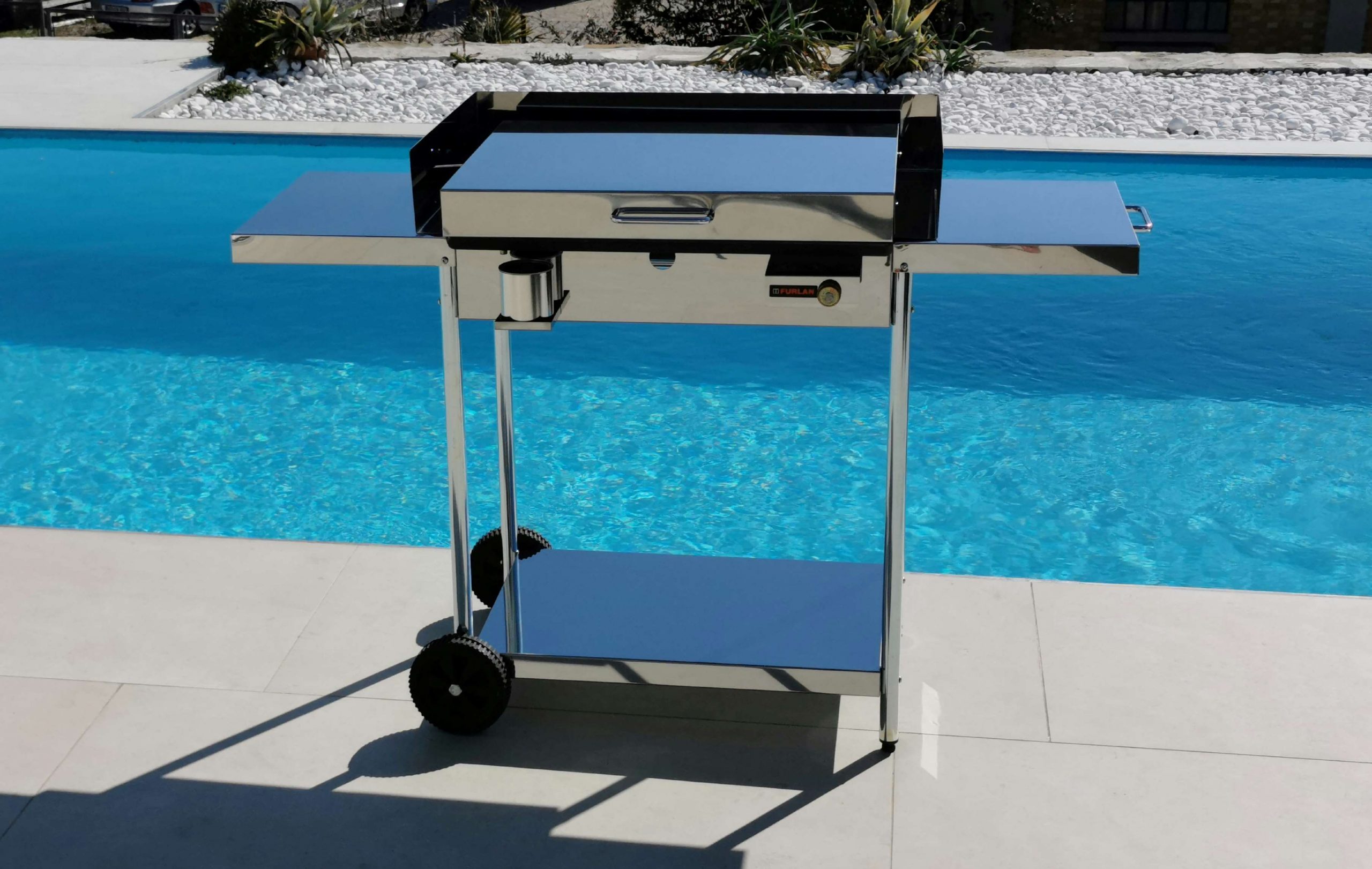Furlan Grills stainless steel gas grill by the pool – factory-direct EU manufacturer