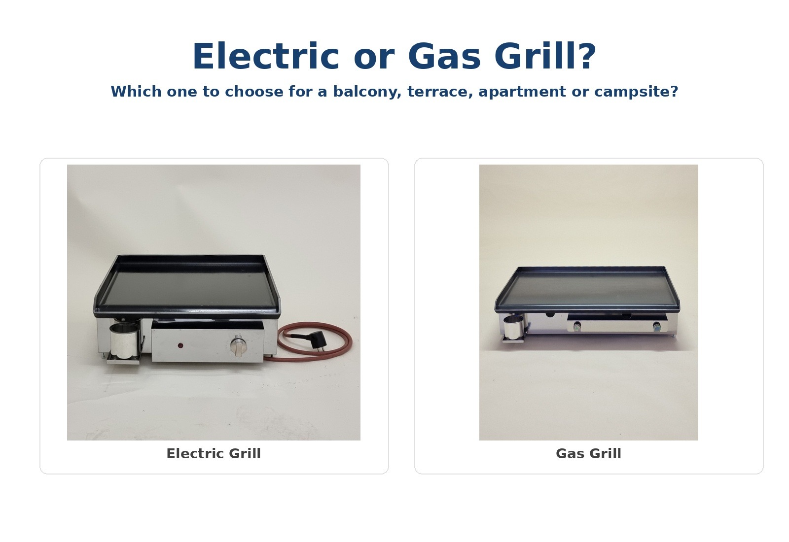 Electric or gas grill by Furlan for balcony, terrace, apartment or campsite