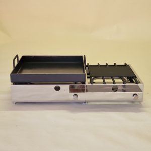 Furlan P450 PRO gas grill with deep steel cooking plate and PK350 PRO multi-purpose gas cooker